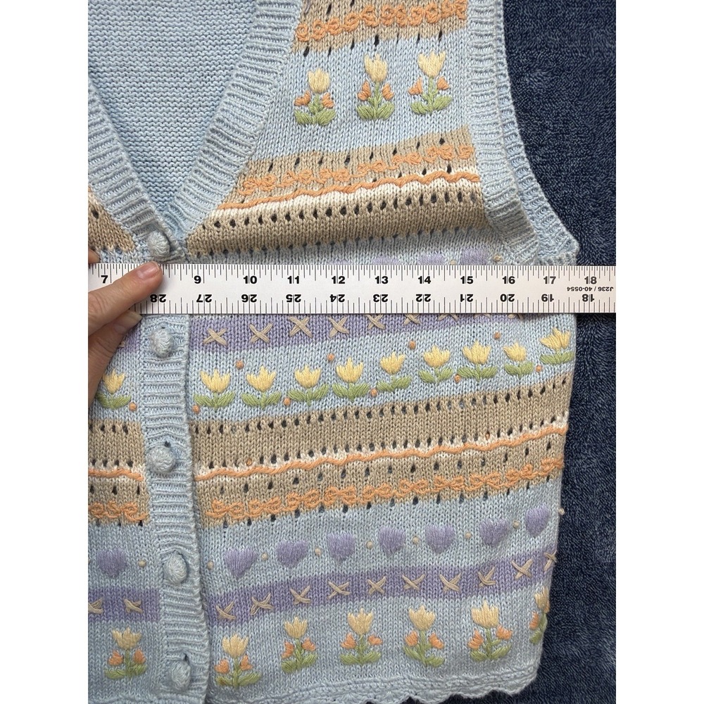 Bryn Connolly‎ Floral Knit Sweater Vest Women Small Cottagecore Button Front - Picture 4 of 6